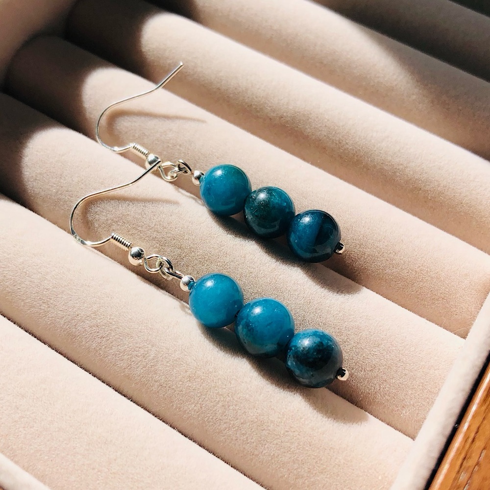 Blue Apatite Dangling Earrings